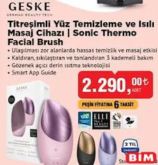 GESKE TİTREŞİMLİ YÜZ TEMİZLEME VE ISILI MASAJ CİHAZI | SONİC THERMO FACİAL BRUSH